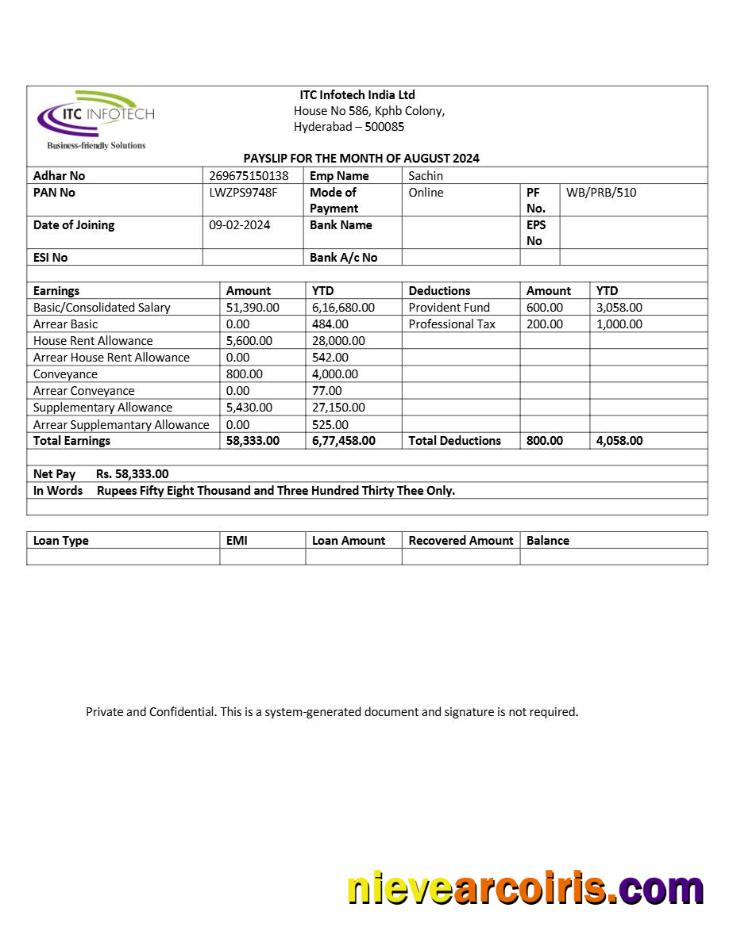 ITC Infotech payslip 3